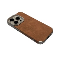 Coques de téléphone portable de luxe en similicuir pour l'automne/hiver, pour 15/16 Pro Max/17/13 Pro/XS, couleur unie électro-plaquée, antichoc