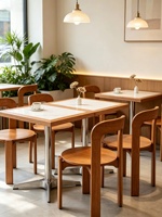 Chaise de salle à manger en bois massif nordique, chaise en bois à dossier incurvé durable pour restaurant, café, hôtel, usage commercial