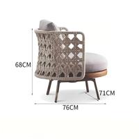 Ensemble de canapés d'extérieur nordique avec structure amovible en alliage d'aluminium et rotin tressé en teck, mobilier d'extérieur pour patios, gîtes, balcons et loisirs