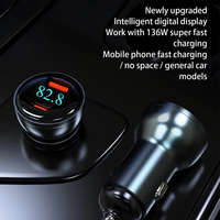 Cargador de carga súper rápida para coche de 100W + PD30W, adaptador para encendedor de cigarrillos, enchufe, pantalla Digital de Metal, carga Flash USB tipo C