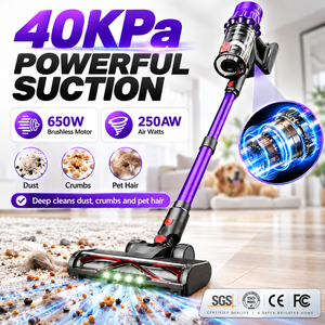 OEM ODM 40KPa 650W 250AW Cordless Stick Vacuum Cleaner Brushless Motor LED Display for Home <b>Carpet</b> Pet Hair Cleaning Best Price - Product Image 3