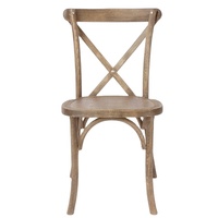 Chaise de salle à manger d'extérieur empilable en bois massif traditionnelle et durable à dossier croisé pour mariages et hôtels – Vente en gros