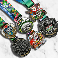 Médaille personnalisée 3D creuse pour marathon, cyclisme, judo, volley-ball, danse, alpinisme, en émail argent antique et or, avec ruban personnalisé