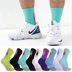 Meias de basquete atléticas masculinas, de alta qualidade, outono, inverno, coloridas, moda de nylon, almofada, meias esportivas