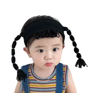 New Model Children's Wigs Baby Hair Photo Props Accessories Double Braid With Bangs Headband Wigs For Kids Girls Wholesale