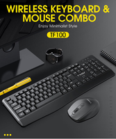 T-wolf TF100 2 en 1 clavier ergonomique sans fil souris combo repose-mains sans fil 104 clavier pleine taille pour bureau d'affaires
