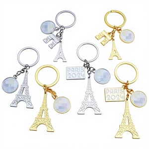 Porte-clés pendentif style parisien couleur or, personnalisé avec <span class=keywords><strong>la</strong></span> <span class=keywords><strong>Tour</strong></span> <span class=keywords><strong>Eiffel</strong></span>, souvenir de voyage - Product Image 1