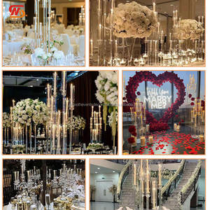 Bougeoir décoratif en métal doré de luxe lisse pièce maîtresse bougies suspendues chandelier pour décor de mariage - Product Image 5