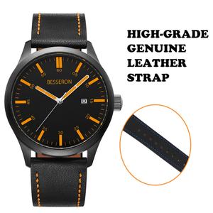 Luxury <b>Black</b> Quartz Wristwatch for <b>Men</b> Creative Design with 40mm Dial Diameter 20mm Band Width Fashion Leather Wrist <b>Watch</b> Band - Product Image 4
