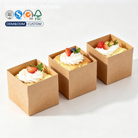 Boîtes d'échantillons de gâteaux en papier kraft de qualité alimentaire, contenants carrés pour pâtisserie, recyclables, impression personnalisée du logo, OEM ODM