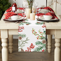 Chemin de table de Noël en aiguilles de pin, baies rouges et cônes de pin, 13x72 et 13x90 pouces, décoration de table de fête pour la maison