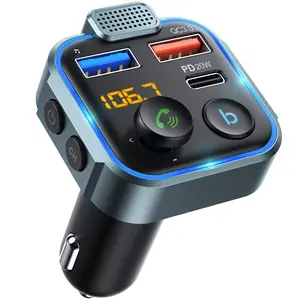 Bt23 Bluetooth5.1 Hands Free Carkit Met 5-Way Directionele Knop Transmissor Fm Bluetooth Fm-Zender Voor Auto