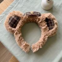 Serre-tête coréen en peluche de coton avec oreilles d'ours mignonnes, fait main, haute qualité, couleur et style personnalisables