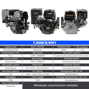 เครื่องยนต์เบนซิน TLJ สตาร์ทแบบกดปุ่มเดียว (สตาร์ทไฟฟ้า) รุ่น TJ500 19.5 แรงม้า 500 ซีซี ระบายความร้อนด้วยอากาศ สูบเดียว สำหรับรถโกคาร์ท / รถบักกี้วิบาก - Product Image 2