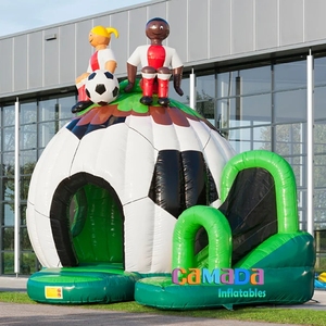 Castillo Inflable de Fútbol con Tobogán, Casa de Brinco Inflable con Forma de Balón de Fútbol para Saltar con Domo - Product Image 1