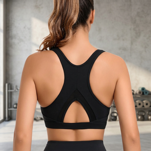 Easemotion Custom Front Logo Womens High Support Breathable Spandex/Nylon <b>Racerback</b> Yoga Running Sports <b>Bra</b> Removable Pads 220g - Product Image 3