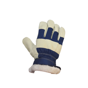 Heavy Duty Blue Baron Sherpa Forrado Guante de trabajo de invierno Guantes de cuero de vaca Grano frío Guantes de trabajo sin dedos Protección de las manos - Product Image 3