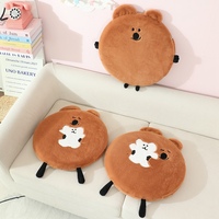 Coussin de siège rond en peluche ours mignon, doux et moelleux, antidérapant, pour chaise, canapé ou sol, idéal pour la maison et le bureau