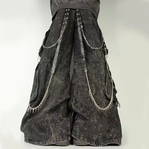 Pantalones Vaqueros Hip Hop Personalizados para Hombre 2025 con Bordados y Decoraciones de Botones, Diseño Y2K de Pierna Ancha y Corte Bootcut para Primavera - Product Image 4