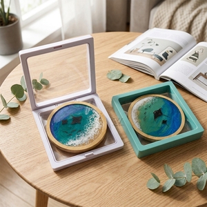 Sous-verres artistiques en résine d'acacia, ensemble de sous-verres pour la maison, le bureau, les boissons, le thé, le café, tapis pour tasses - Product Image 1