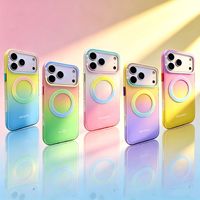 Coque de téléphone magnétique hybride colorée avec support anneau pour iPhone 18 Pro Max 17 Pro 16 avec protection d'objectif d'appareil photo