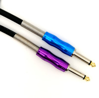 Câble de guitare en gros d'usine, cordon d'instrument mono TS 6,35 mm avec protection anti-pression, prise métallique multicolore, fil personnalisé OEM