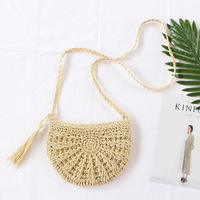 2024 nouveau été mode Style femmes sac de paille avec gland demi porte-monnaie bord de mer loisirs plage sac à bandoulière pour dames