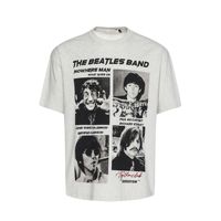 T-shirt graphique personnalisé The Beatles pour homme, coupe oversize, style vintage rock, rétro années 90, streetwear, tissu épais, coupe carrée, épaules tombantes