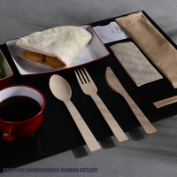 Ensemble de couverts en bambou biodégradables et écologiques, cuillère, fourchette et couteau