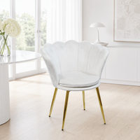 Fauteuil d'appoint design en forme de coquille de lotus, style mi-siècle, avec pieds en métal et assise rembourrée en velours, idéal pour salon de beauté, bar à domicile, bureau à domicile, parc.