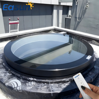 Puits de lumière à lamelles automatiques en alliage d'aluminium rond fixe pour atrium avec double vitrage en verre trempé et cadre étanche