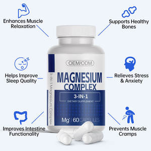 Capsule de complexe de magnésium 3-en-1 OEM d'usine Les capsules de composé de magnésium sont utilisées pour le sommeil, les nerfs musculaires et la santé cardiaque - Product Image 5