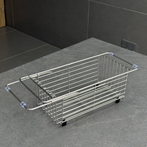 Cestello Estraibile Moderno in Acciaio Inox 304 per Lavello, Vassoio Scolapiatti <span class=keywords><strong>Salvaspazio</strong></span>, Rastrelliera da <span class=keywords><strong>Cucina</strong></span> Regolabile - Product Image 1