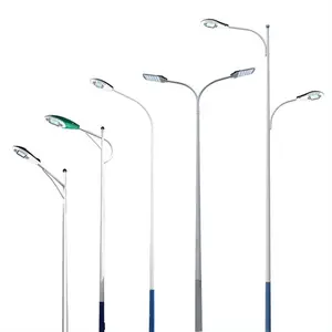 Customized Outdoor Galvanized Steel Solar Street Light Pole Post Lamp Pole For Outdoor Garden Pathway Street Walkway