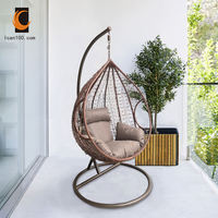 Nouvelle conception de chaise suspendue d'intérieur avec support, chaise suspendue en rotin, chaise suspendue en forme d'œuf, hamac en rotin