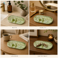 Plateau ovale en marbre Luca, plusieurs options de couleurs |   Plateau de service en pierre naturelle, vert Nero, rose, gris, fait main, cadeau, taille personnalisée