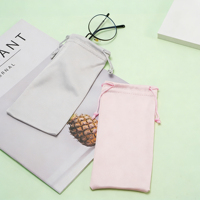 Sac à lunettes en microfibre recyclée personnalisable avec logo OEM, haute qualité, cordon de serrage, pochette pour lunettes de soleil en RPET, vente chaude