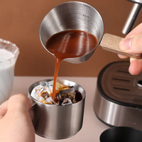 Tasse à café en acier inoxydable 304, tasse doseuse, tasses à expresso avec poignée en bois de noyer, 120 ml, tasse à café pour le versement