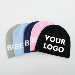 Bonnet en tricot jacquard pour hommes, bonnet tricoté en coton blanc de luxe pour adultes, bonnet tricoté sur mesure pour l'extérieur - Product Image 1