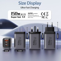 Cable Tipo C de Alta Calidad con Cargador Rápido, Adaptador y Enchufe para Reino Unido, UE y EE. UU., Adaptador de Corriente USB C de 150 W para Cargar iPhone