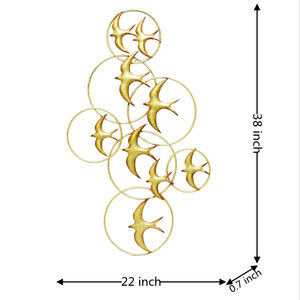 Intérieur de <span class=keywords><strong>maison</strong></span> Chambre à coucher et salon Lobby en fer forgé doré Oie sauvage en métal Décoration murale d'art suspendu - Product Image 2