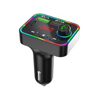 Transmisor FM F4 para coche, retroiluminación colorida, adaptador de Radio FM inalámbrico, soporte manos libres, tarjeta TF, reproductor de MP3, cargador USB PD - Product Image 1