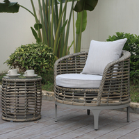 OSMEN Ostra Ensemble de meubles de patio en osier Table et chaises de tissage 3pcs pour balcon