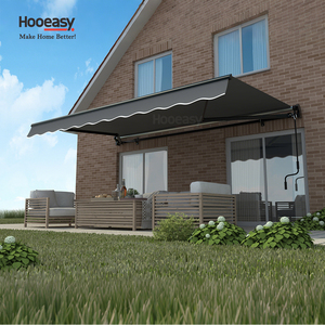 Hooeasy Outdoor Aluminum Manual Adjustable Folding Arm Retractable <strong>Awning</strong> Roof Canvas <strong>Wall</strong> <strong>Mounted</strong> <strong>Awnings</strong> Canopies - Product Image 1