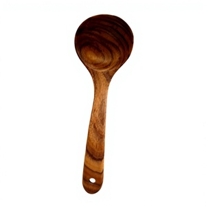 Khadim Handicrafts <b>Wooden</b> <b>Ladle</b> Hand Carved Utensil Hole for Hanging Natural Wood Finish Dishwasher Safe Kitchen Cooking Spoon - Product Image 1