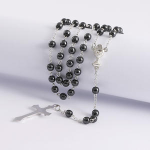 Komi vente chaude chapelet noir calculs biliaires colliers jésus vierge marie catholique religieux chapelet collier pour Pary - Product Image 3