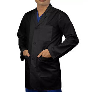 Venta al por mayor personalizado bordado negro laboratorio Batas para Mujeres Hombres Unisex laboratorio Bata para Mujeres manga completa algodón largo médico abrigo - Product Image 3