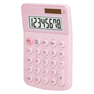 เครื่องคิดเลขตั้งโต๊ะพลังงานแสงอาทิตย์ 12 หลัก สีชมพู สวยงาม - Product Image 5