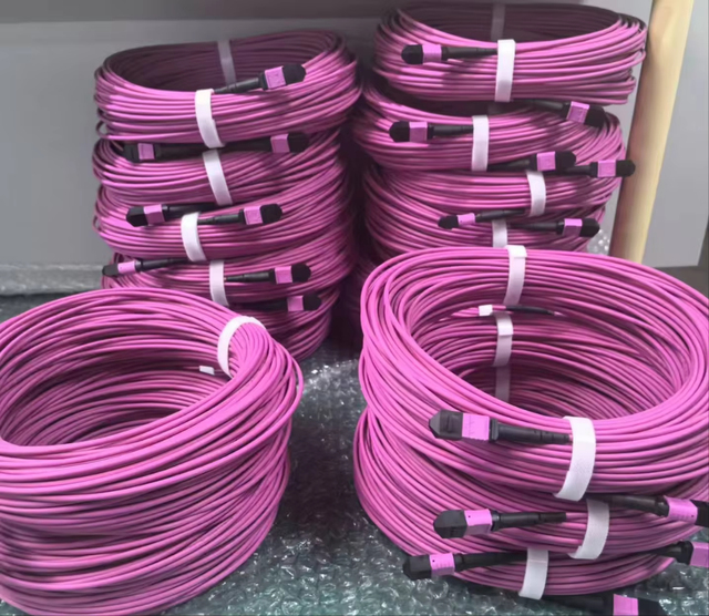 Manufactory MPO/M-MPO/M 12Cores Multimode OM4 Type B Customized 1M  2M 10M  20M 30M Fiber Optical MPO Patch Cord MTP