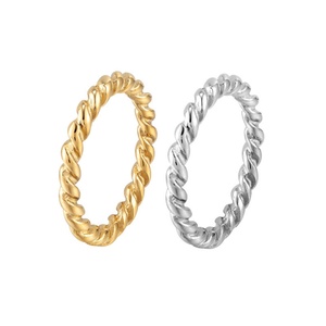 Anillos de Acero Inoxidable de Diseño Simple, Anillo Espiral Chapado en Oro, Joyería - Product Image 1